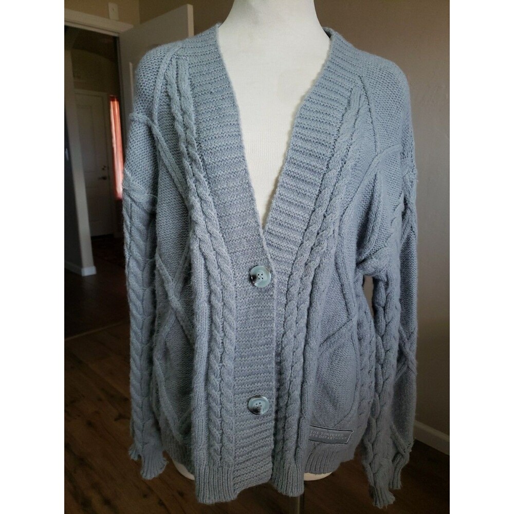 Taylor Swift Cardigan Tortured Poets Department Merch Gray Sweater Womens XS/S